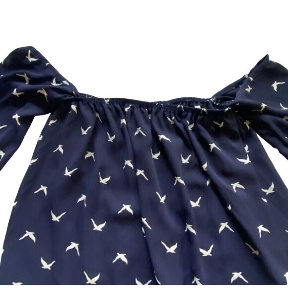Emetla Womens Off The Shoulder 3/4 Sleeve Blouse-Navy Blue-Small-GUC - Picture 5 of 5